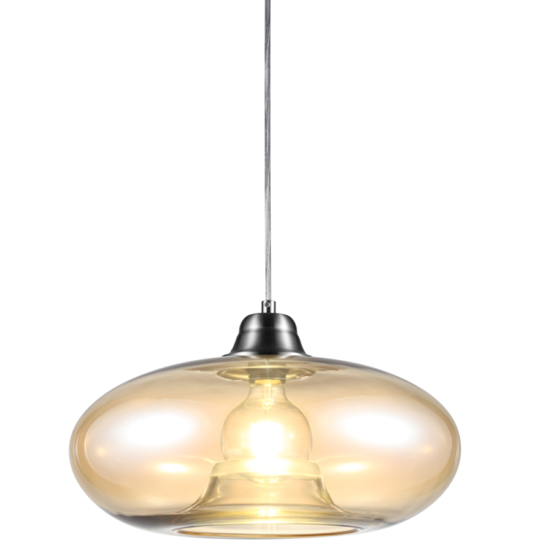 Industrielle Glaspendelleuchte im Tropfendesign, mundgeblasen