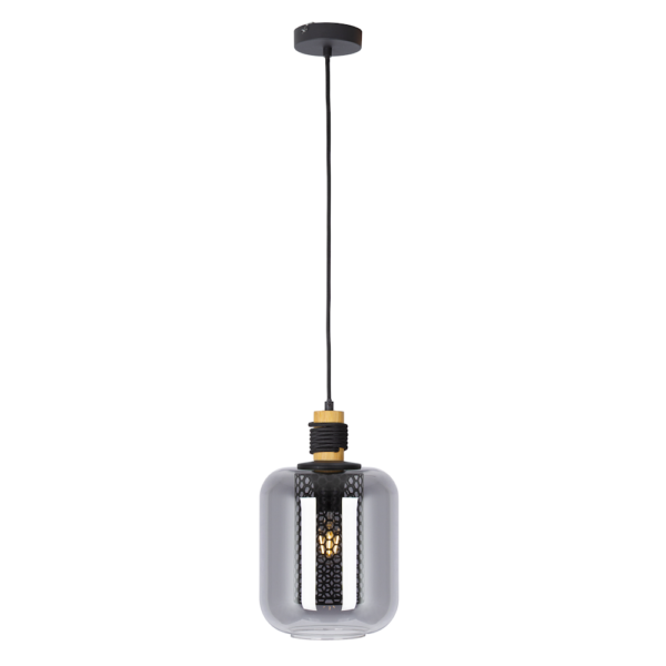 Glaspendelleuchte im Industrielook