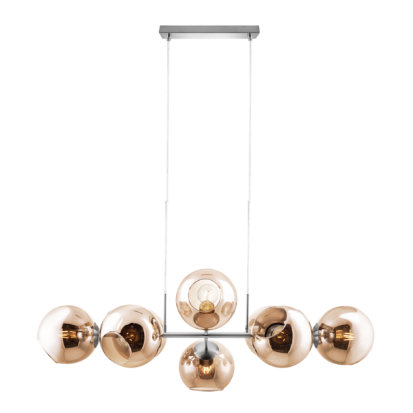Design Hängeleuchte mit rose-bernsteinfarbigen Kugeln