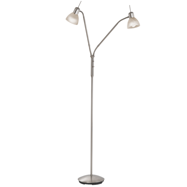 Stehlampe mit zwei Leuchtköpfen