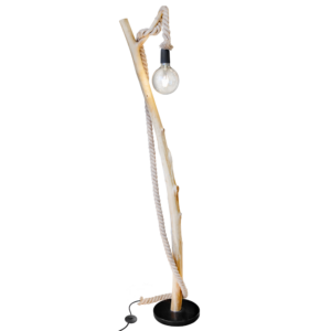 Stehlampe aus Schwemmholz mit Hanfseil