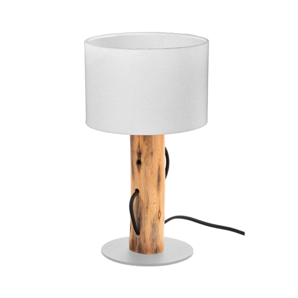 Tischlampe mit Ständer aus Eukalyptusholz