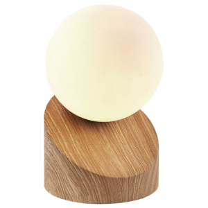 Matte Kugellampe mit Holzfuß