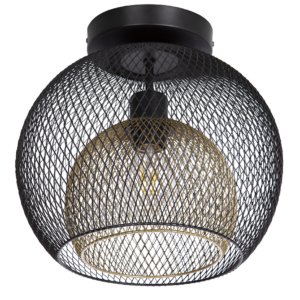 Deckenlampe in Gitteroptik, schwarz-matt und gold