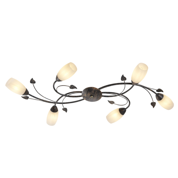 Deckenlampe mit 6 Leuchten in Rostoptik